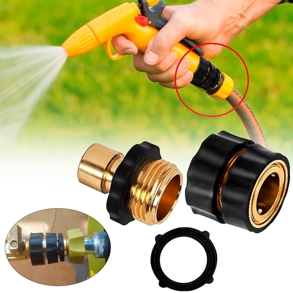 Garden Hose Quick Connect Adapter, Solid Brass Fitting for Easy and Leakproof Watering Connection