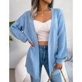thumbnail image 2 of Mujer Suéter De Manga Larga Cárdigan Manga Larga Frente Abierto Cable Twist Knit Outwear Azul M, 2 of 7