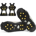thumbnail image 1 of Crampons de Glace pour Bottes, Crampons de Glace en Caoutchouc avec 10 Crampons Rigides, Crampons Portatifs Antidérapants, Poignées de Randonnée pour l'Escalade, la Randonnée, le Jogging en Hiver en Plein Air, L, 1 of 4