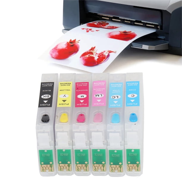 6 Color Ink Picture 6 COLORS Ink with Permanent Chip, Refillable for Photos, Papers and ...