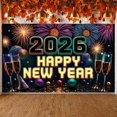 thumbnail image 3 of Colorful Fireworks 2026 New Year Banner Shiny Stars Happy New Year Display Champagne Glass Design Party Balloons 2026 Celebration Backdrop for New Year Party 2026 Celebration New Year Eve Event, 3 of 3