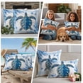 thumbnail image 5 of 2 Pack Outdoor Waterproof Throw Pillow Covers,Summer Ocean Blue Turtle on White Decorative Square Patio Pillowcases for Chair Couch Sofa 16x16in, 5 of 9