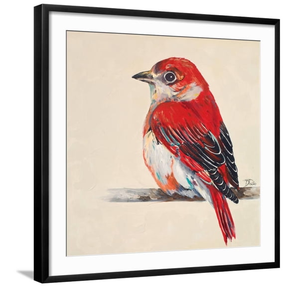 Art.com Baby Red Bird II Art Print by Patricia Pinto, Black Frame Wall Art, 29" x 29"