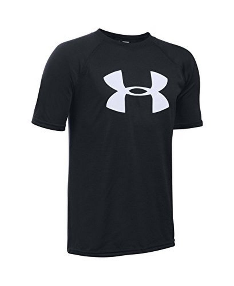 Under Armour Boy's UA Tech Big Logo Short Sleeve T-Shirt - Black/White ...