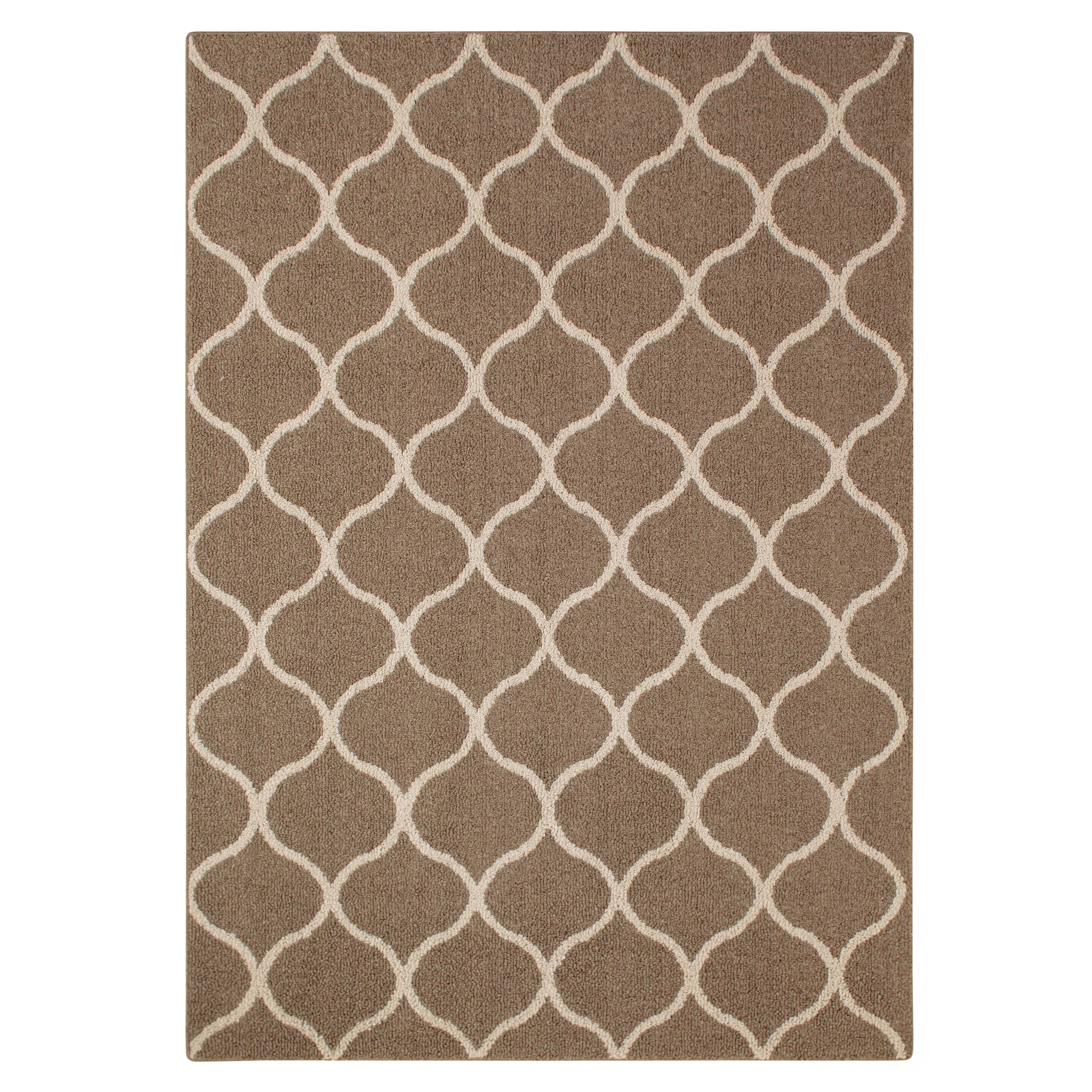 Mainstays Transitional Fretwork Café Tan Living Room Area Rug, 5'x7