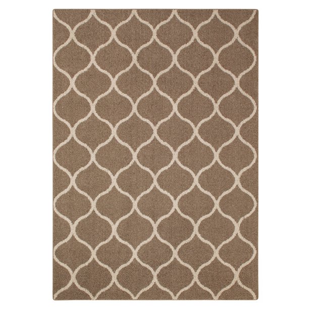 Mainstays Transitional Fretwork Café Tan Living Room Area Rug, 5'x7