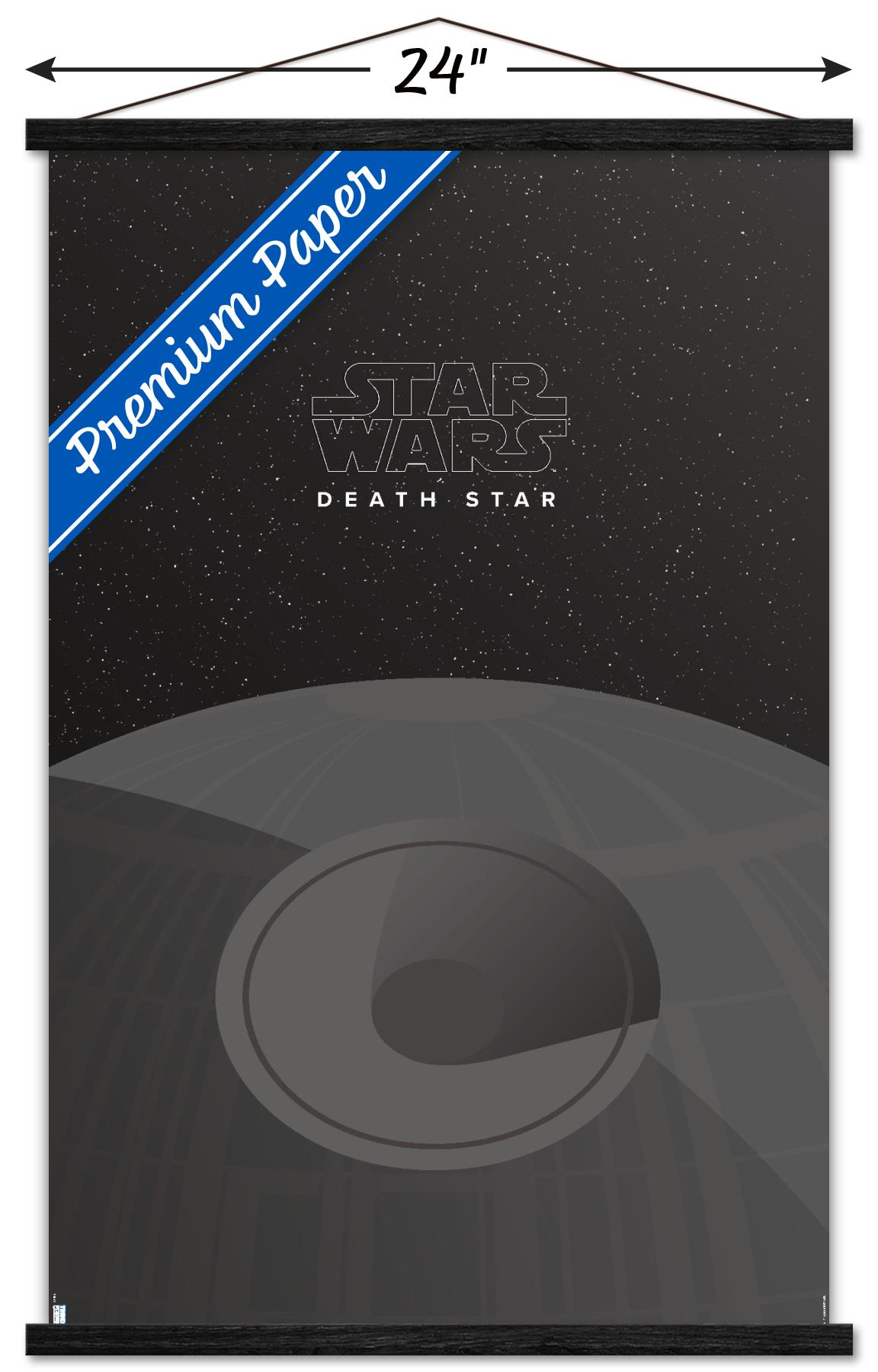 Star Wars: Saga - S. Preston Minimalist Death Star Wall Poster with Wooden Magnetic Frame, 22.375" x 34"