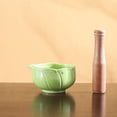 thumbnail image 5 of Multi-Functional Ceramic Herb Stripper Bowl, Wooden Garlic Masher Pestle Set, Kitchen Gadgets for Leaf Stem Separation, Garlic Grinder Muddler Tool for Pottery, Herb Stripper with Wooden Stick, 5 of 8