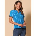 thumbnail image 2 of DARING DIVA V Neck Dots Printed Short Sleeve Blouse Top XL Sky Blue, 2 of 6