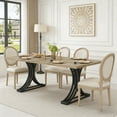 thumbnail image 3 of Fnova 63" Modern Dining Table, Rectangular Wooden Top Kitchen Table, Stylish Metal Trestle Legs, Seats 4 to 6 for Dining Room & Kitchen, Living Room, 3 of 20