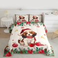 thumbnail image 2 of Homewish Kawaii Christmas Dog Full Size Comforter Sets for Kids, Cute Santa Claus Hat Bedding Comforter Set, Western Xmas Flower Reversible Bedding Sets, Luxury Bedroom Decor, 3 Pieces, 2 of 8