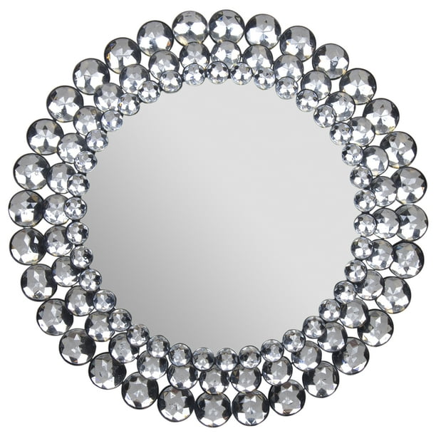 Round Silver Jeweled Wall Mirror, Small Mirror Tiles Hobby Lobby