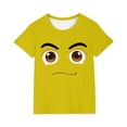 thumbnail image 2 of Blusas y camisas de manga corta con cuello redondo para niños y niñas, color liso, con estampado de expresión linda, manga corta, holgadas y cómodas, blusa para niña, 2 of 6