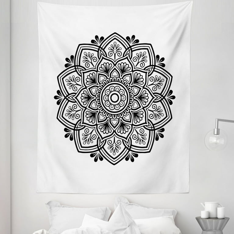 Grey and white mandala tapestry sales