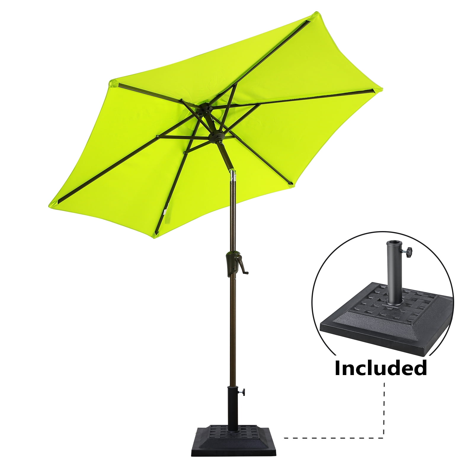 Patio Umbrella with Patio Market Umbrella Base, 7.5' Outdoor Table