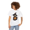 thumbnail image 4 of Teenage Witch with Pumpkin and Cat  Unisex Heavy Cotton Tee, 4 of 12