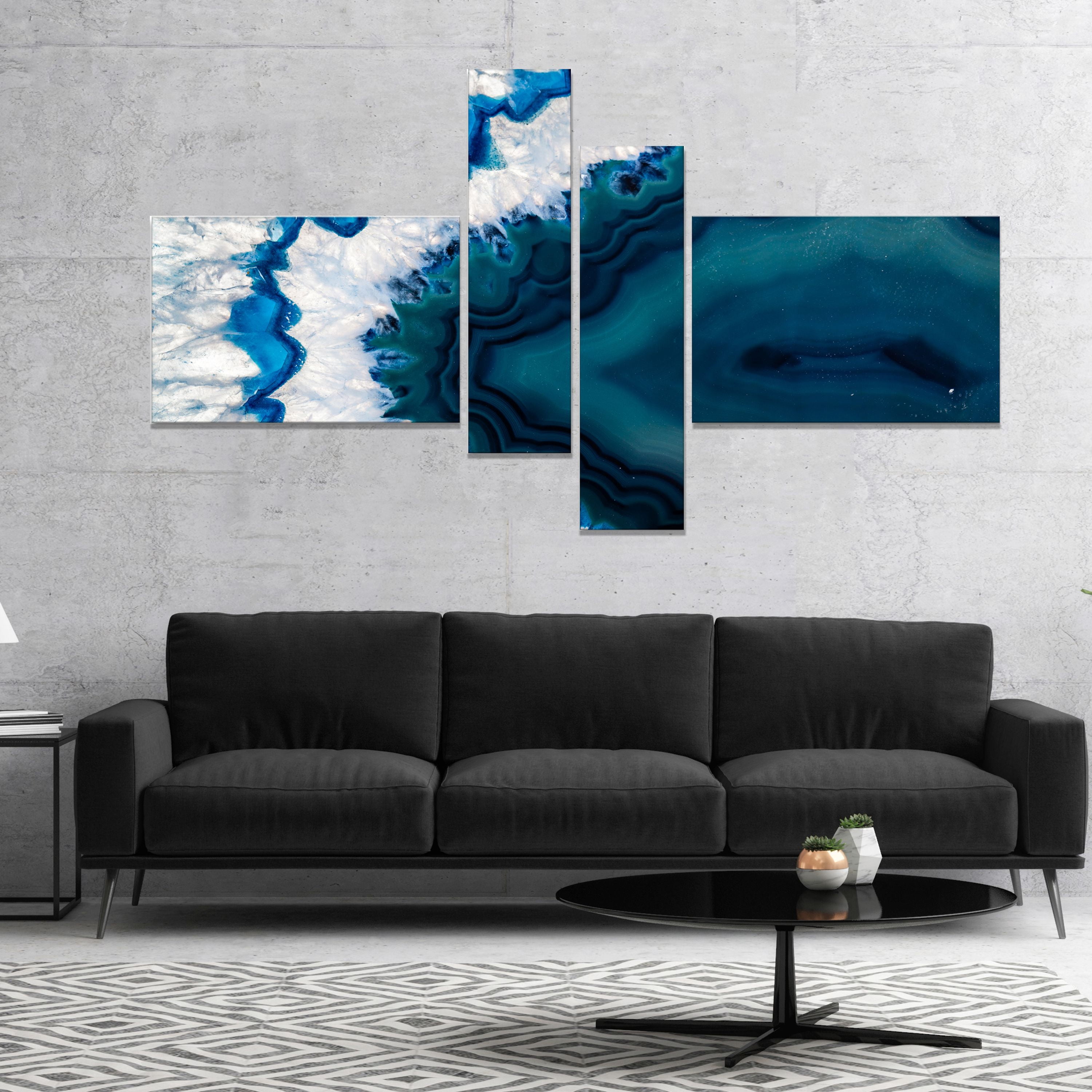 Designart 'Blue Brazilian Geode ' Abstract Canvas Wall Art Print