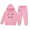 thumbnail image 3 of shqvo Girls' Activewear Hooded Sets Size 2-13 Catrtoon Cat Print Hooded Hoodie and Sweatpant 2 Piece Sweat Suits Long Sleeve Solid Color Kids Sweat Set Fall Outfits Fall Clothes for Toddler Girls, 3 of 7