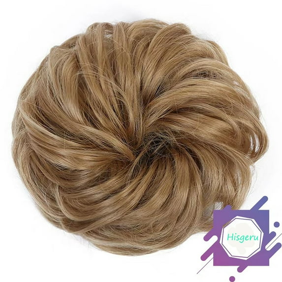 Hisgeru Brown Tousled Messy Bun Hairpiece Hair Extension Ponytail with Elastic Rubber Band