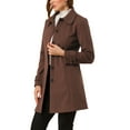 thumbnail image 4 of INSPIRE CHIC Women's Peter Pan Collar Single Breasted Winter Overcoat S Deep Brown, 4 of 7
