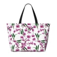 thumbnail image 2 of Disketp Orchids Flowers Large Capacity Beach Bag, Waterproof Sandproof Beach Swim Pool Bag Tote Bag for Women, 2 of 7