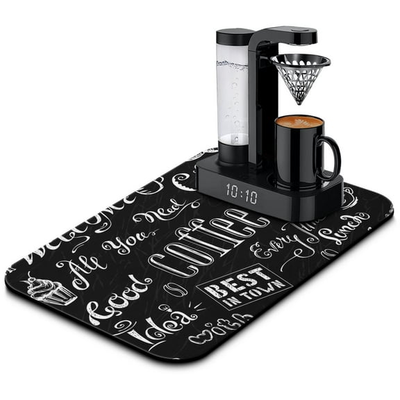 Premier Absorbent Coffee Bar Mat (19.5x12in) - Diatom Mud, Stain-Resistant, Rubber-Backed For Coffee Maker & Espresso Machines, Coffee Drying Mat A must-have for Clean Countertops