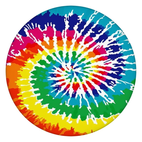 Colorful Tie Dye Pattern Round Fitted Tablecloth with Elastic Edge,Dining Table Cover Waterproof,Outdoor Round Tablecloth for Camping,Dining,Indoor and Outdoor