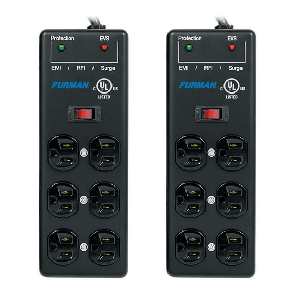 Protector contra sobretensiones Furman SS-6B-PRO de 6 salidas con cable de 15 pies, paquete de 2