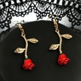 thumbnail image 6 of SPRING PARK Vintage Women Rose Flower Earrings Rhinestone Long Drop Earrings, 6 of 8