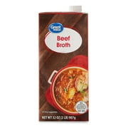 Great Value Beef Broth, 32 oz Carton, Shelf-Stable/Ambient, Liquid