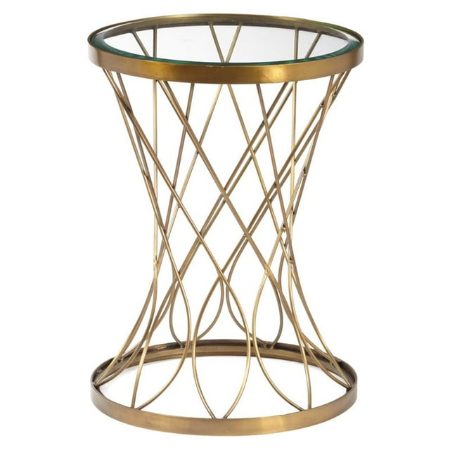 Pulaski Accentrics Home Round Accent Table with Glass Top in Gold