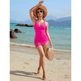 thumbnail image 5 of MORTTIC Women's One-Piece Swim Dress, Tummy Control Swimsuit with Mesh Sheer Sarong Wrap, S, 5 of 6