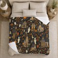 thumbnail image 5 of Spooky Halloween Village Scene, Festive Halloween Scene, Warm Flannel Blanket for Living Room and Reading Nook with Detailed Artwork, Art Lovers Halloween Gift, Festive Home Decor, 5 of 9