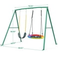 thumbnail image 3 of Klokick Swing Set with 1 Saucer and 1 Belt Swing Seat, 440lbs Swing Set for Kids with Heavy Duty A-Frame Metal Swing Stand for Backyard and Playground, 3 of 9