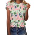 thumbnail image 2 of DEELLEEO Womens Summer Short Sleeve T-Shirts Crewneck Floral Print Fit Tops Tees Blouses, 2 of 6