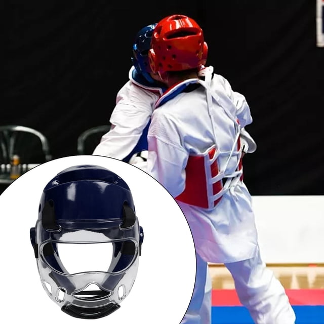 Casco de kárate shamjiam Equipo de cabeza de Taekwondo suave Transpirable azul M