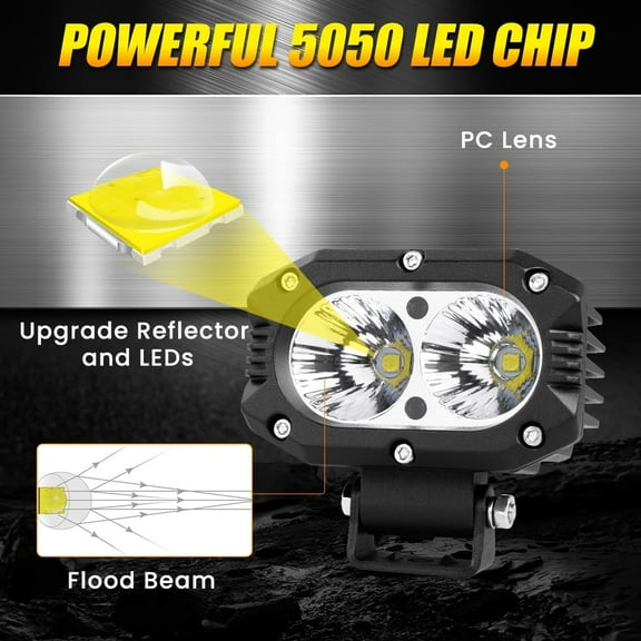 Rigidhorse 4 Inch LED Pod Lights 80W 8000LM 6500K Spot Fog Light for Truck Boat Tractor ATV UTV 4X4, Pack of 2