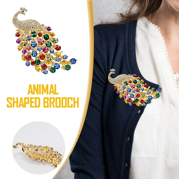 Teissuly Colorful Crystal Rhinestone Peacock Brooch Pin Accessories Boutique Brooch