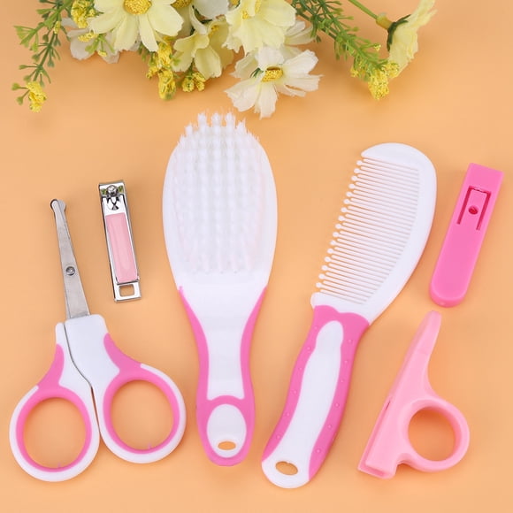Kit De Cuidado De Unas Para Bebé, Cepillo Para El Pelo, Peine, Cortaúnas, Tijeras Para Bebés Y Niños, Juego De Vije Portátil Para Guardería, 6 UDS.