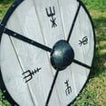 thumbnail image 4 of Handcrafted Round 24'' Large Wooden Medieval Shield Norman Viking Halloween Warrior Costume & Home Office Wall Decor, 4 of 4