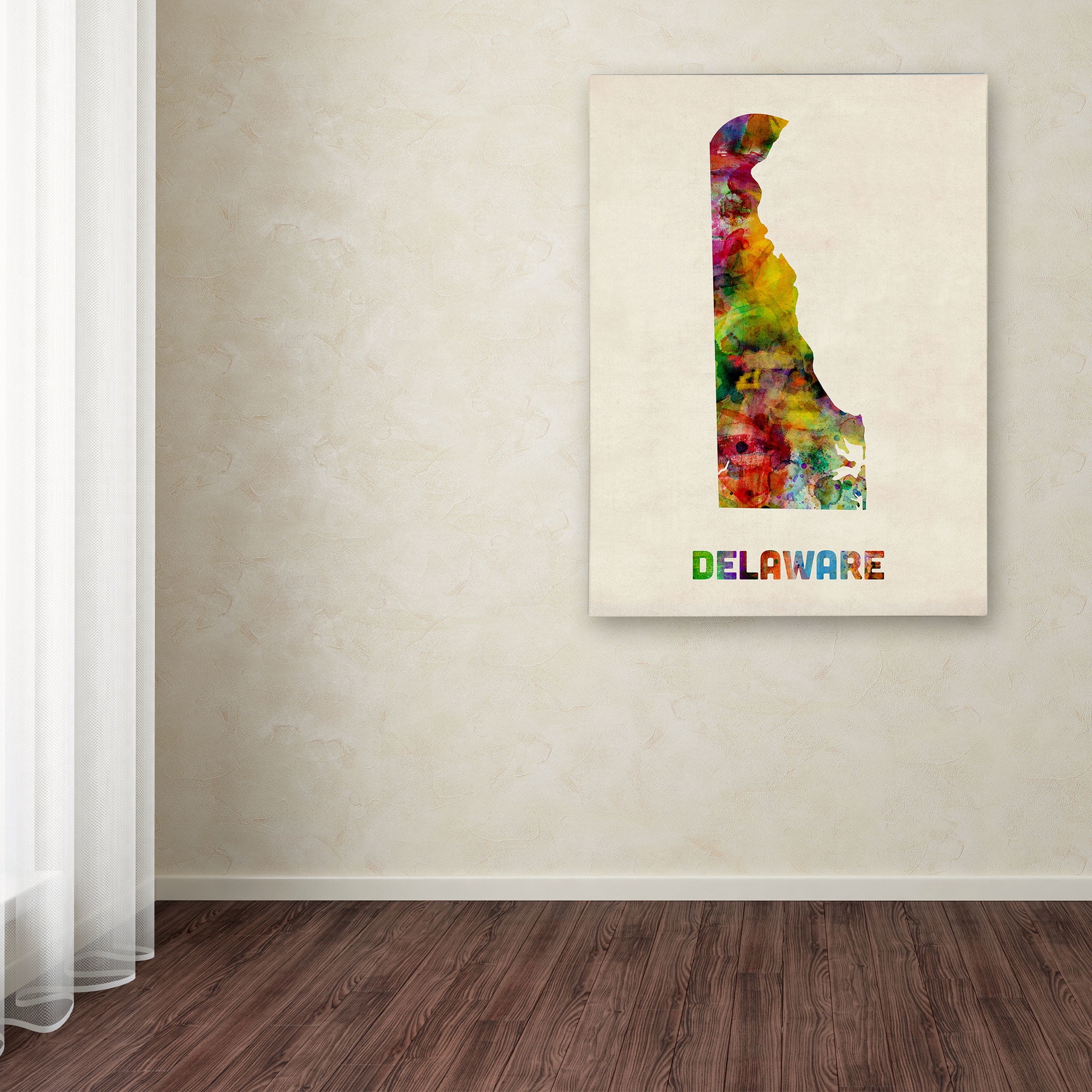 Trademark Fine Art "Delaware Map" Canvas Wall Art by Michael Tompsett