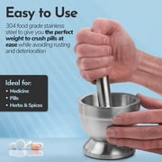 MEDca Stainless Steel Pill Crusher Mortar Pestle, 3.7 L x 5.5 H - Silver