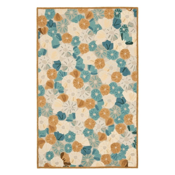 SAFAVIEH Martha Stewart Poppy Field Floral Area Rug, Cornucopia Beige, 6' x 6' Round