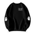thumbnail image 5 of Lumtrix Halloween Long Sleeve Crewneck Sweatshirt Women Pumpkin Halloween Shirt Cute Ghost Letter Pullover Spooky Season Party Tops Black S, 5 of 6