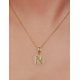 thumbnail image 3 of Collar con dije de oro laminado letra brillos N, 3 of 6