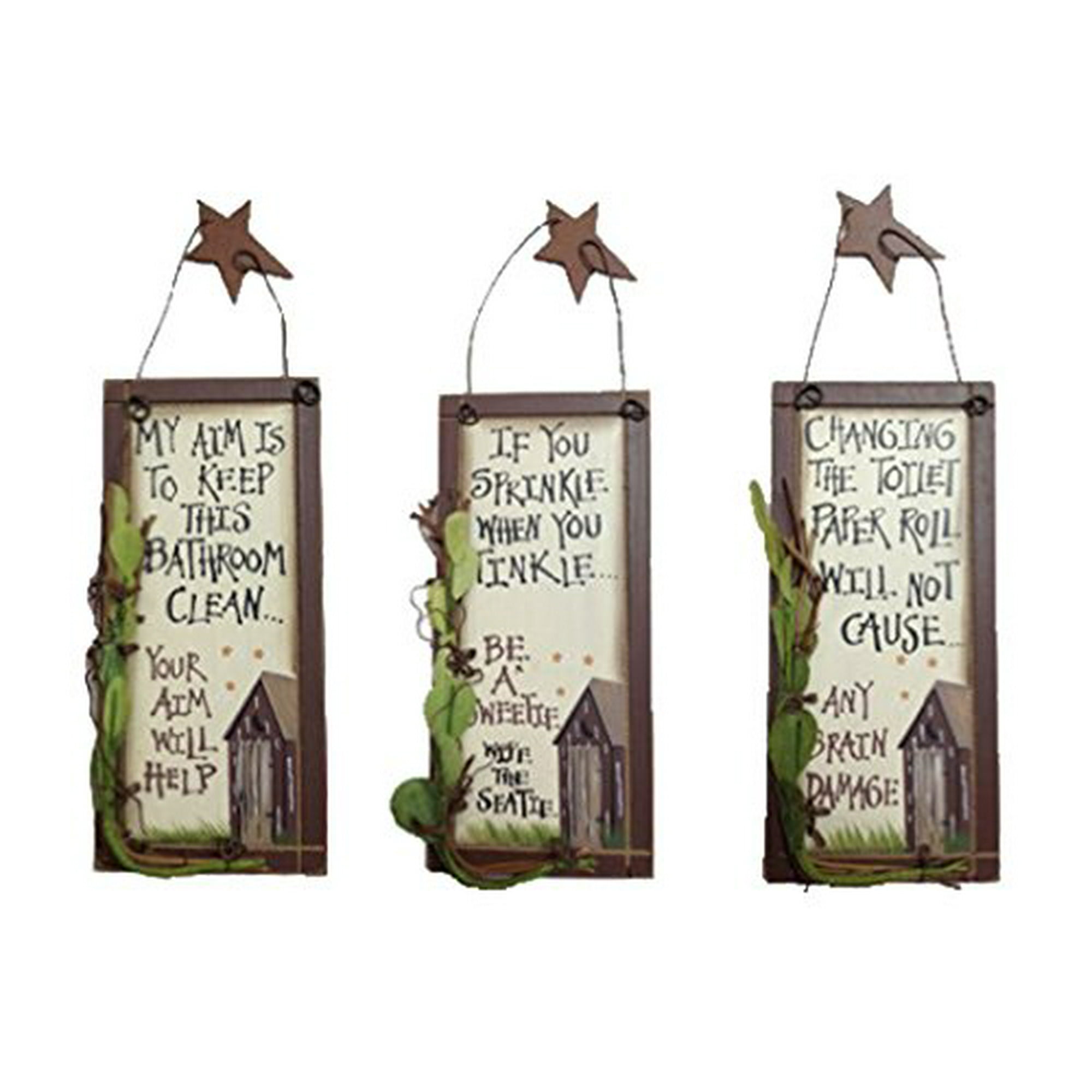 Outhouse Etiquette Bathroom Wood Signs Vintage Rustic Home Bathroom Laundry Decor Size Small Set Of 3 6 X 275 Inch Walmart Canada