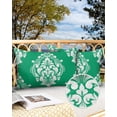 thumbnail image 2 of Pack of 2 Outdoor Pillow Covers, Green Classic Luxurious Old Brocade Pattern Waterproof Square Throw Pillowcase Cushion Decorative Pillow Covers for Couch Patio Tent, 20x12 in, 2 of 6