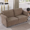 thumbnail image 3 of HD JUNTUNKOR 70" Modern Loveseat Sofa with Pillow Arms, Comfy Upholstered Sofa with Cushion & Turned Wooden Legs for Living Room, Bedroom, Apartment, Camel, 3 of 10