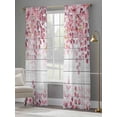 thumbnail image 4 of Pink Eucalyptus Sheer Curtains 108 Inches Long 2 Panels Leaves Abstract Branch Retro Wood Grain Light Filtering Semi Sheer Window Curtains Drapes for Bedroom Living Room 52"x108", 4 of 7
