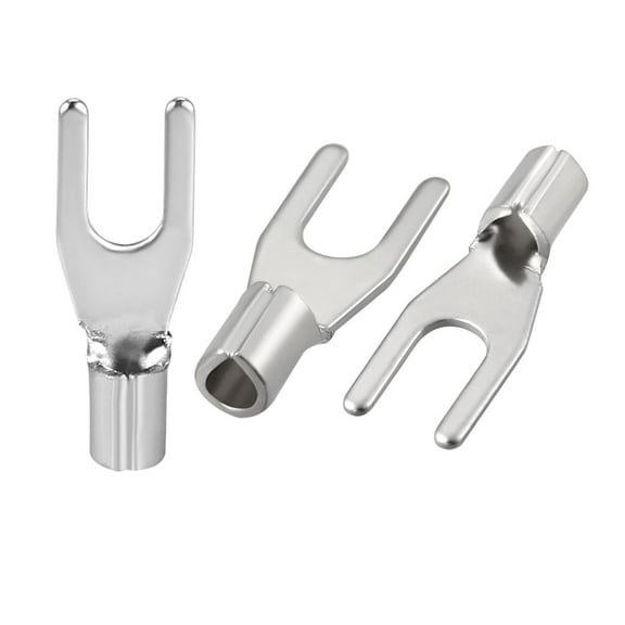 200x Fork Type Copper Non-Insulated Spade Terminals SNB1.25-3 for 22-16 Wire